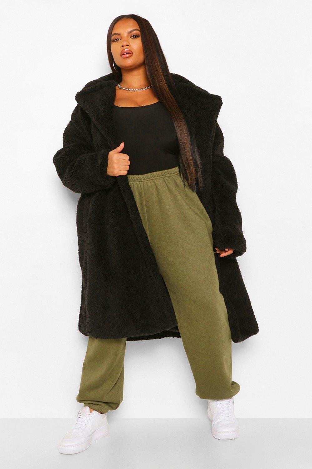 black oversized teddy coat