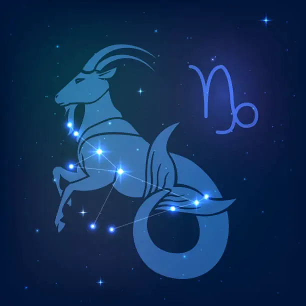 Capricorn - a constellation of the zodiac in the night starry sky