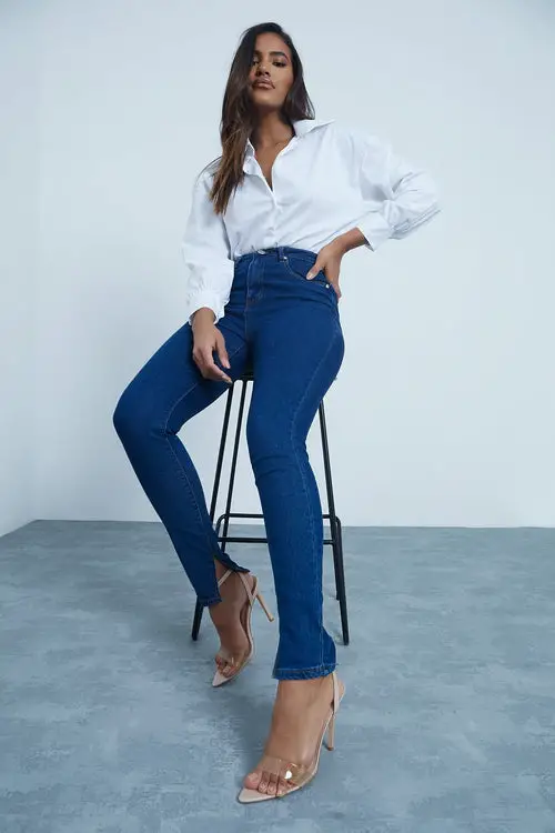 inside leg split hem jeans