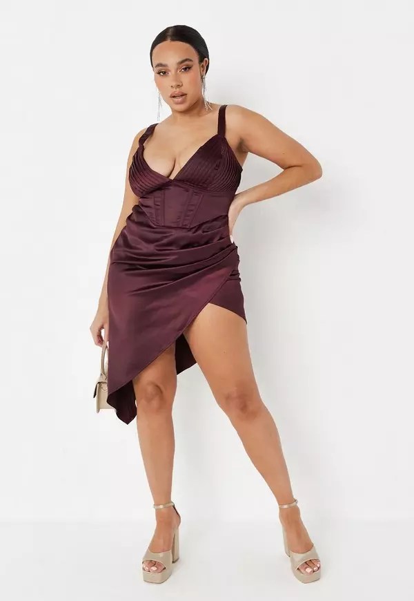 Plus size asymmetric corset dress