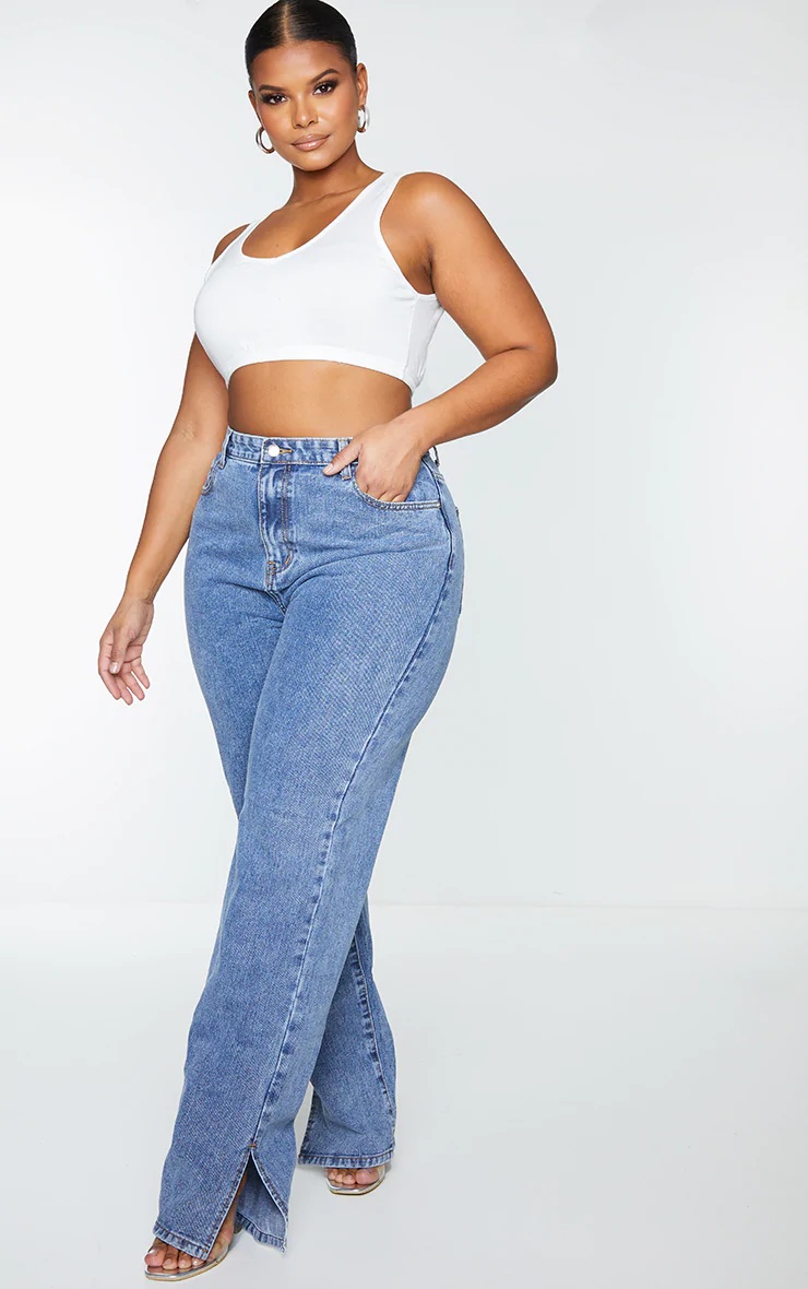 Plus vintage split hem jeans