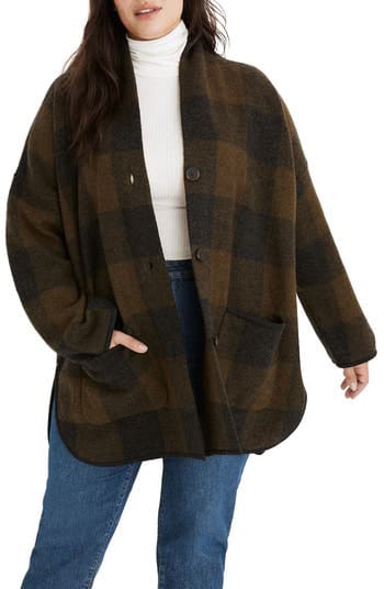 Buffalo check sweater coat