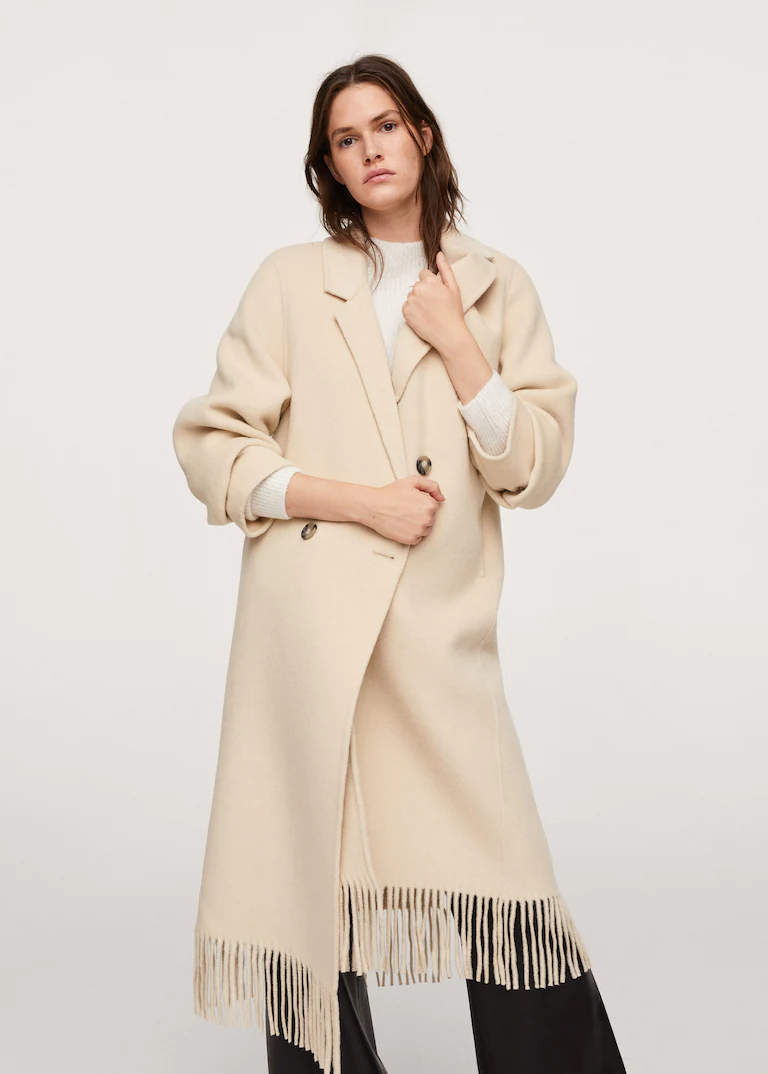 Fringe wool coat
