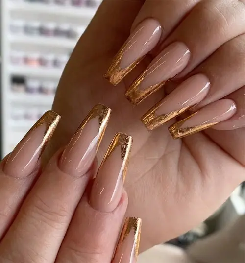 gold tipped French coffin nails