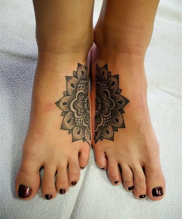 meaningful mandala sister tattoos for two