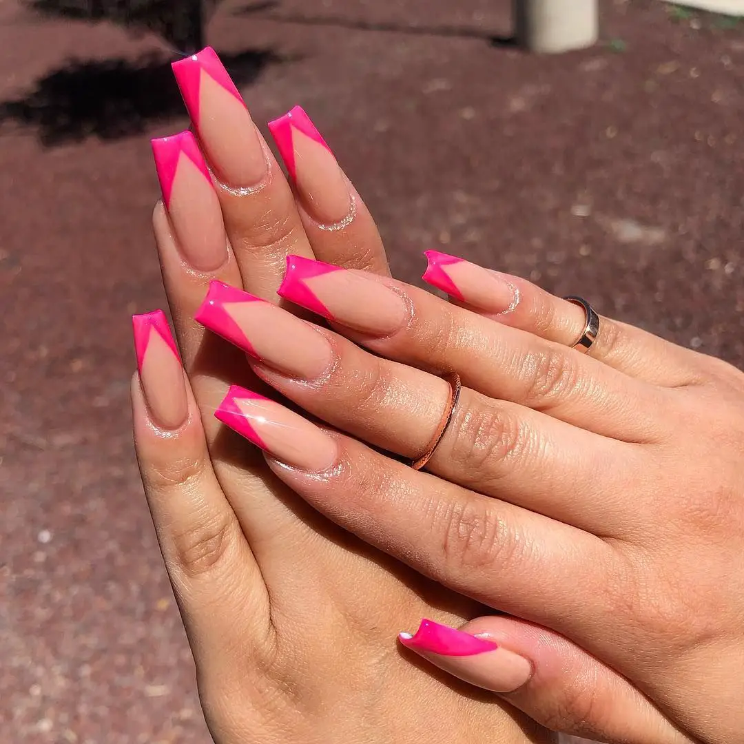 pink French coffin nails 