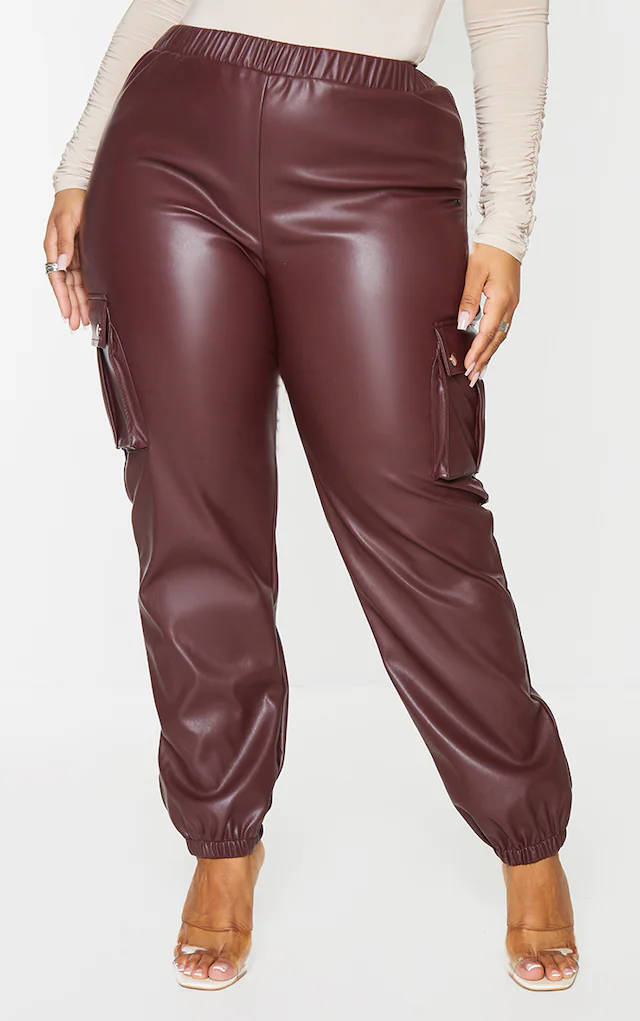 Faux leather cargo trousers